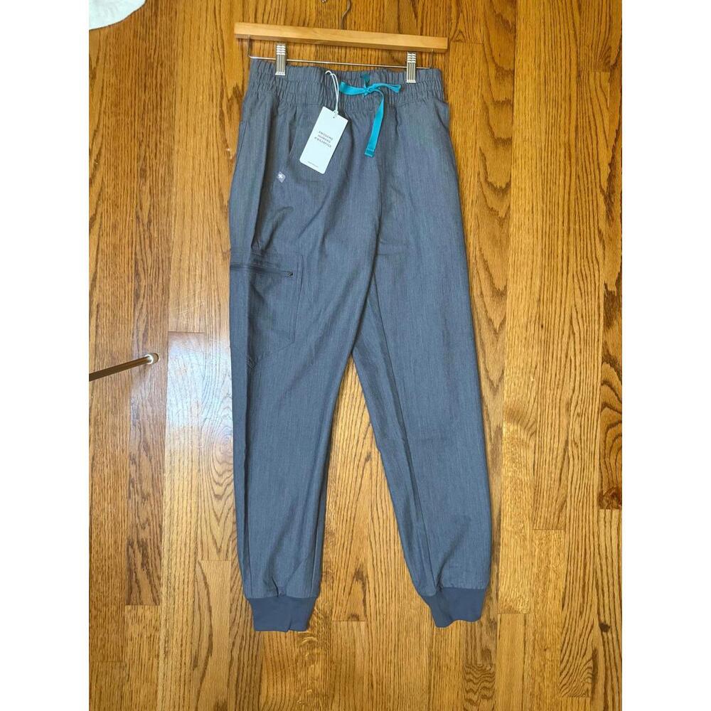 FIGS Women's Gray Casual Pants with Teal Drawstring XS